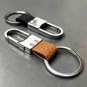 高档荔枝纹金属皮革汽车时尚 创意钥匙扣防丢弹簧腰挂环锁匙钥匙链