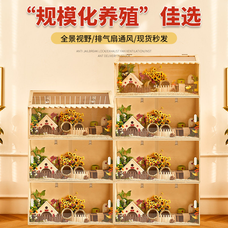 芦丁鸡饲养箱全套拉门多层大号别墅鸡窝卢丁鸡养箱育雏造景笼子