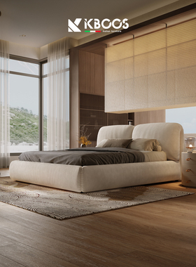 KBOOS大象耳朵布艺床现代简约高端大气落地软包主卧双人1.8米婚床