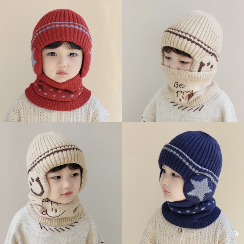 儿童帽子围脖二件套秋冬男