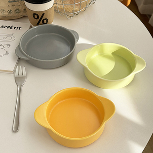 安木良品 韩国ins风纯色哑光陶瓷小碗甜品汤早餐燕麦酸奶双耳碗