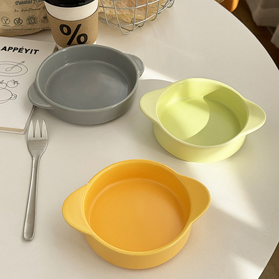 安木良品 韩国ins风纯色哑光陶瓷小碗甜品汤早餐燕麦酸奶双耳碗