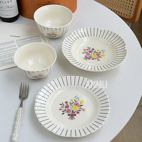 安木良品 大厂订单 法式ins轻奢高级感陶瓷餐具汤面饭碗点心菜盘