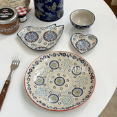 日式 安木良品 外贸出口 田园艺术手绘釉下彩陶瓷五谷糖罐味碟盘子