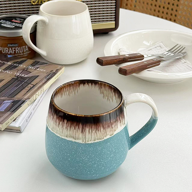 安木良品 外贸原单 日式高级感ins复古重工撞色陶瓷杯咖啡马克杯