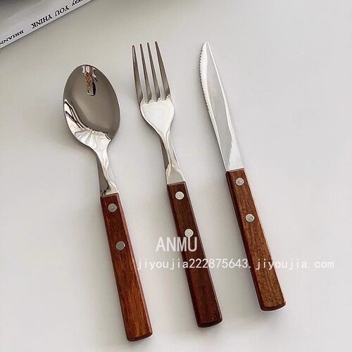 安木良品刀叉勺实木柄不锈钢304