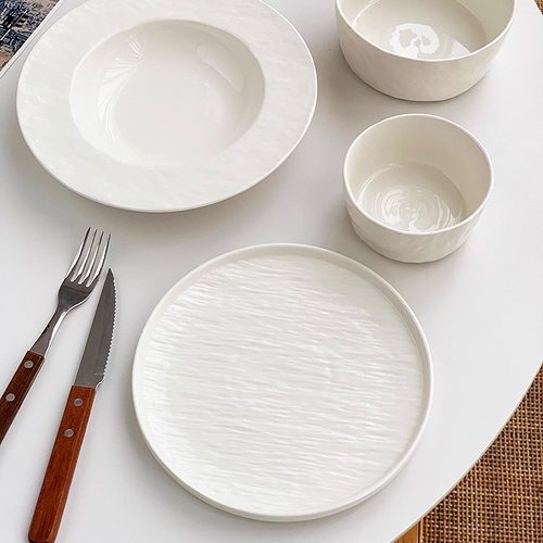 大厂出品西餐陶瓷岩石纹草帽盘碗