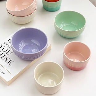 安木良品 北欧ins浮雕字母渐变釉陶瓷甜点心小碗碟饭碗 外贸出口