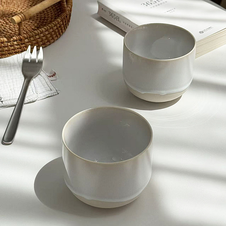 安木良品 外贸原单 日式极简风粗陶底高温陶瓷手握杯下午茶杯子
