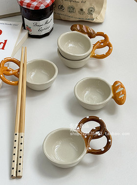 安木良品 韩国ins风可爱手绘创意陶瓷早餐面包碟蘸料筷架小碟子