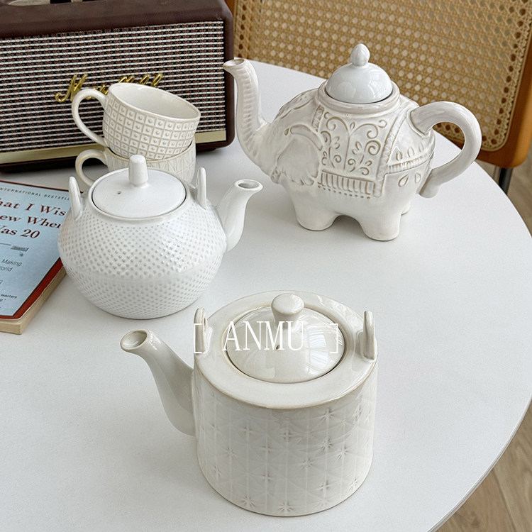 安木良品 外贸原单 复古重工陶瓷下午茶杯套装家用客厅泡茶壶茶具