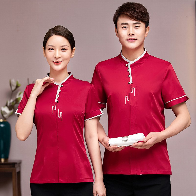 酒店工作服长袖女餐饮火锅饭店中餐前厅茶楼服务员工作服短袖夏装