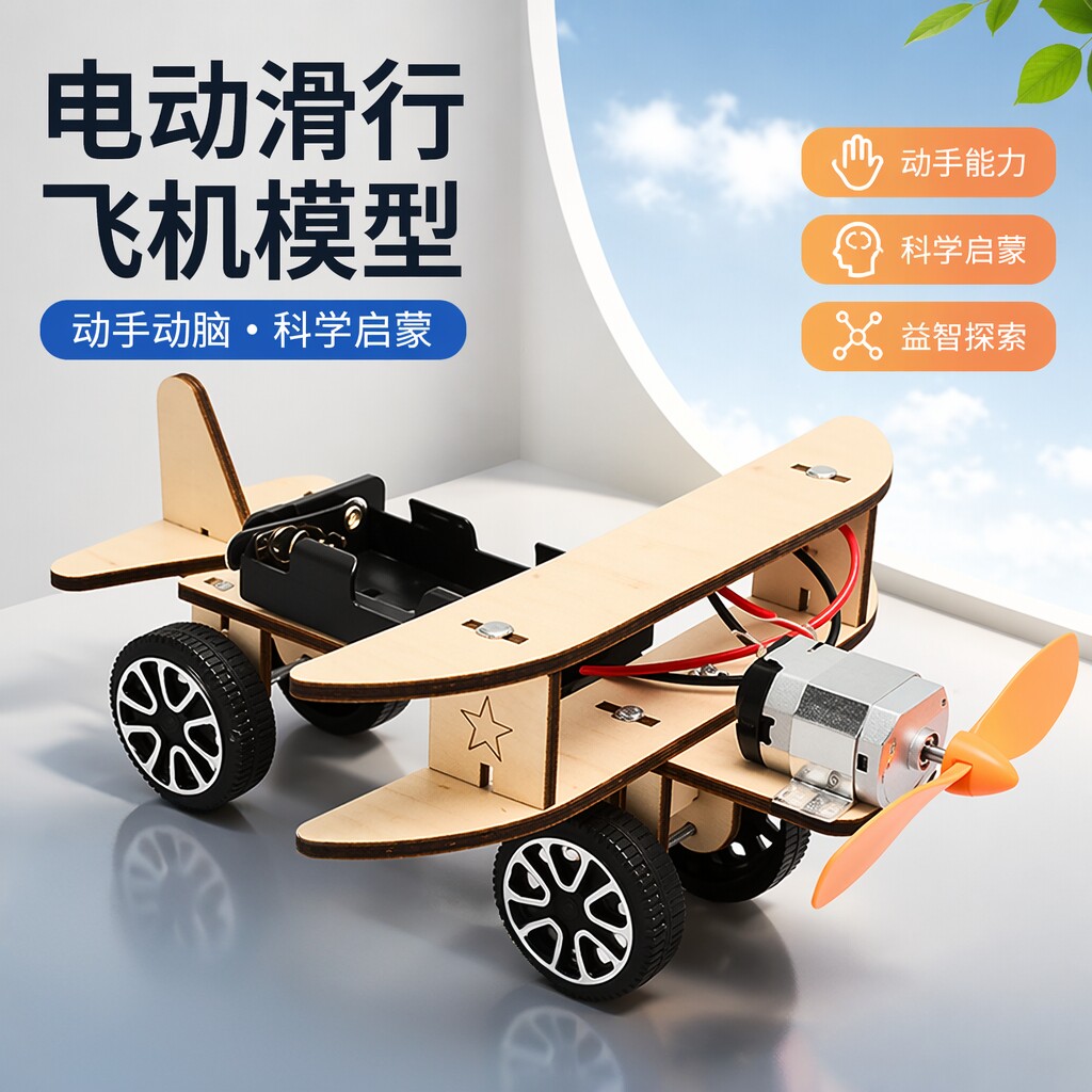 木质电动滑行飞机模型科技小制作图片