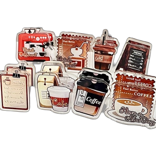 咖啡时光系列亚克力pp夹高颜值手账试卷夹文件笔袋固定夹ins风夹子考试试卷专用夹可爱风夹子夹固定书夹