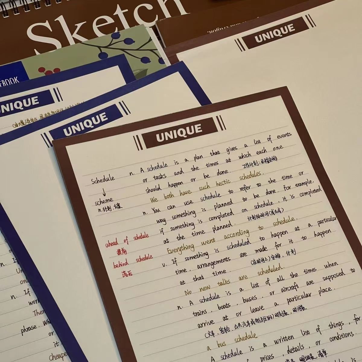 法式复古蓝高颜值可爱可撕拍纸本