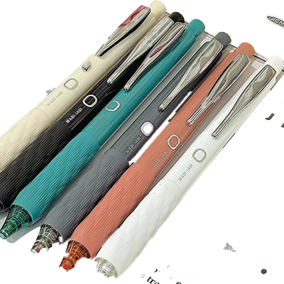 东米DM831侘寂风按动式中性笔速干顺滑黑笔初中生专用考试刷题套装高颜值学生黑色水笔芯0.5子弹ST头按动笔