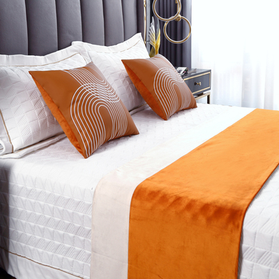 简约现代纯色丝绒床尾巾