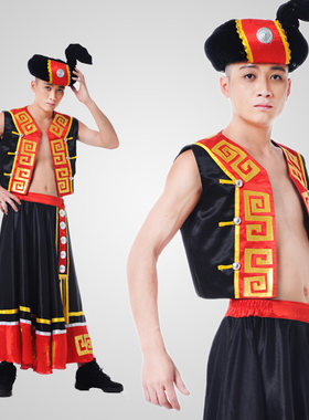 少数民族舞台表演服苗族男装黎族民族舞蹈服装彝族壮族苗族服装男