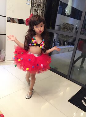 六一儿童演出服装比基尼泳衣表演服饰T台走秀舞蹈裙子快乐舞蹈