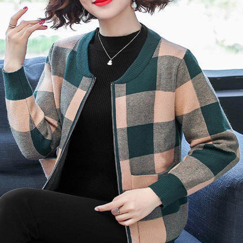 妈妈秋装外套洋气上衣短款2022新款中老年春秋小个子夹克开衫薄款