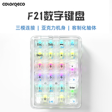 ColorReco F21透明三模机械数字键盘有线2.4G蓝牙无线办公小键盘