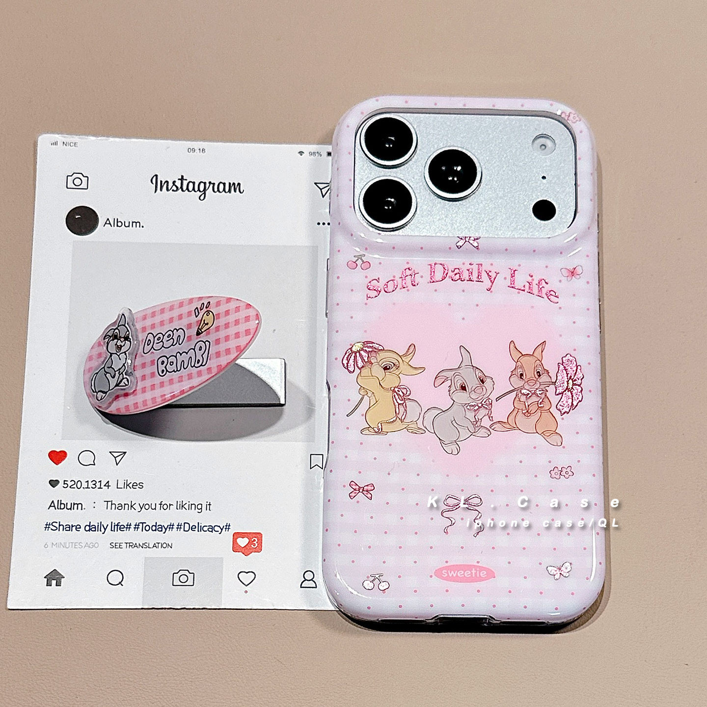 壳侣 ins风少女心桑普兔适用苹果17手机壳iPhone17promax新款16防摔保护套15硅胶全包小众高级感带支架女软外