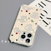 可爱大象卡通适用苹果15promax手机壳iPhone13软16Promax硅胶17双层14保护套12新款 11全包防摔女高级感奶黄色