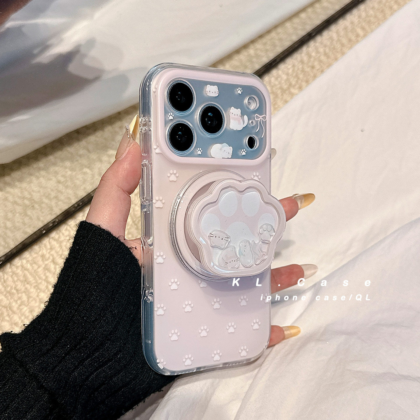 壳侣 可爱猫爪印适用苹果17手机壳iPhone18promax新款16防摔保护套15硅胶镜头全包小众高级感磁吸带支架女软p