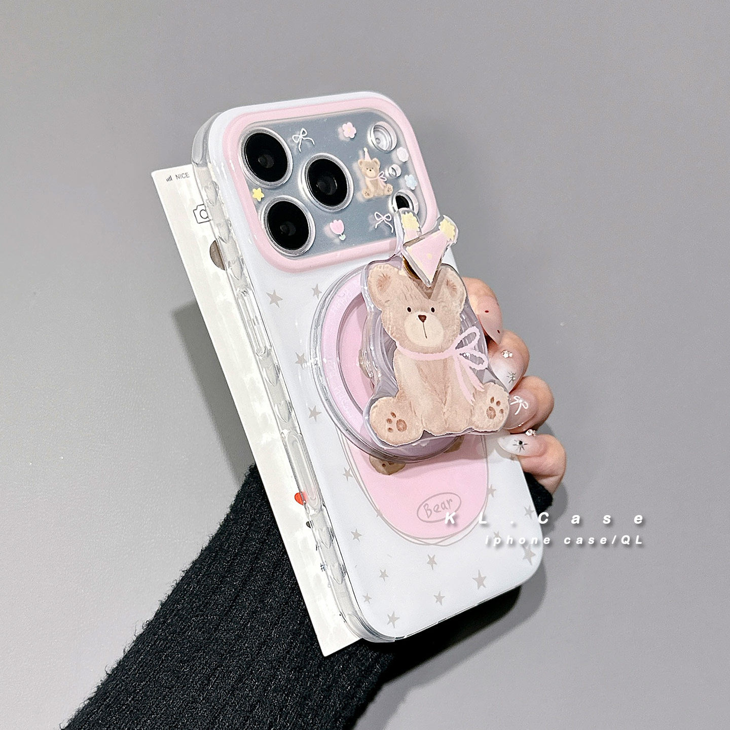 壳侣 可爱少女小熊适用苹果17手机壳iPhone17promax新款16磁吸保护套15硅胶全包防摔高级感超好看带支架女软p