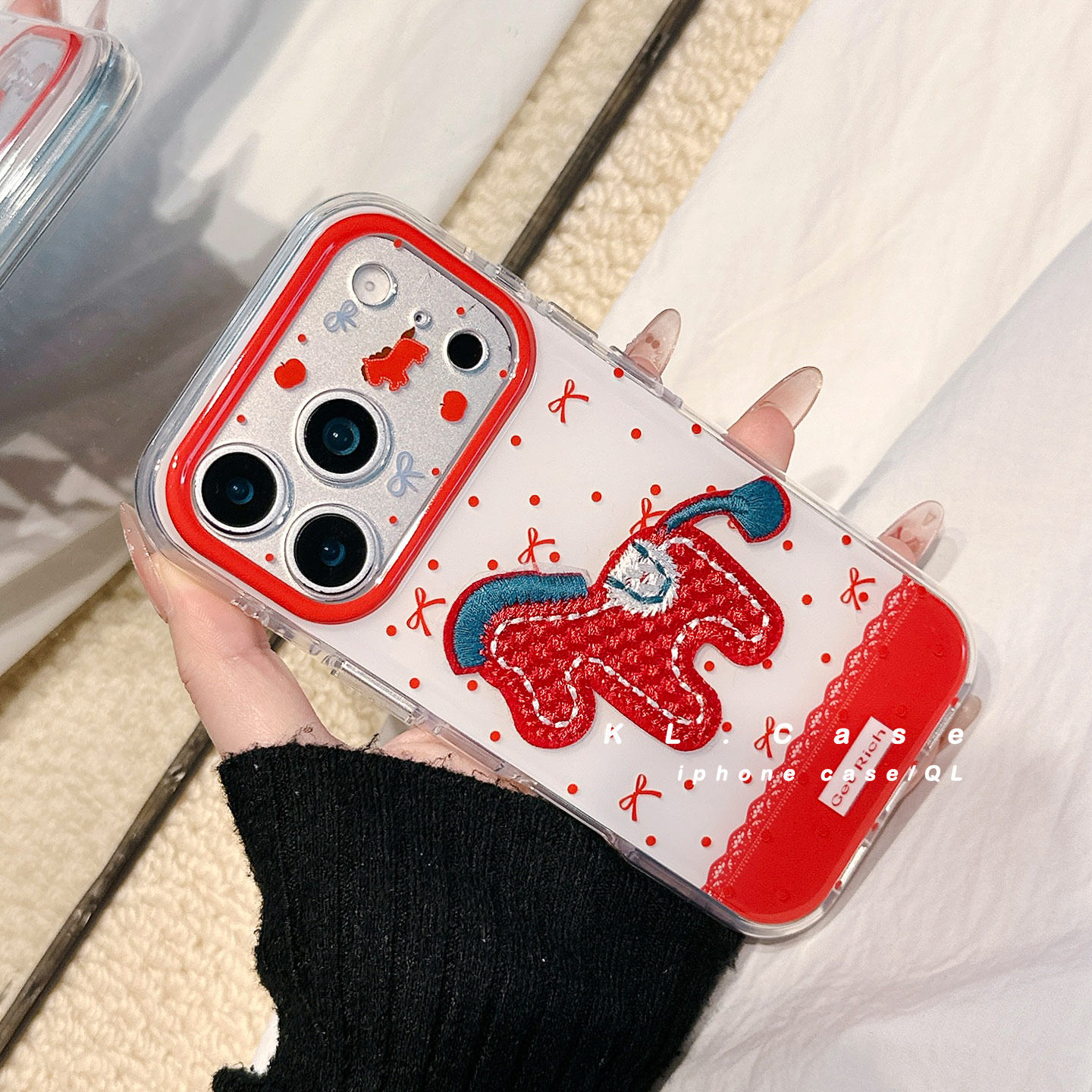 简约波点蝴蝶结针织小马适用苹果17手机壳iPhone17promax新款16防摔保护套15硅胶14全包小众高级感网红女软外,3C数码配件,手机保护套/壳,淘宝优惠券,粉丝福利购,淘宝优惠卷