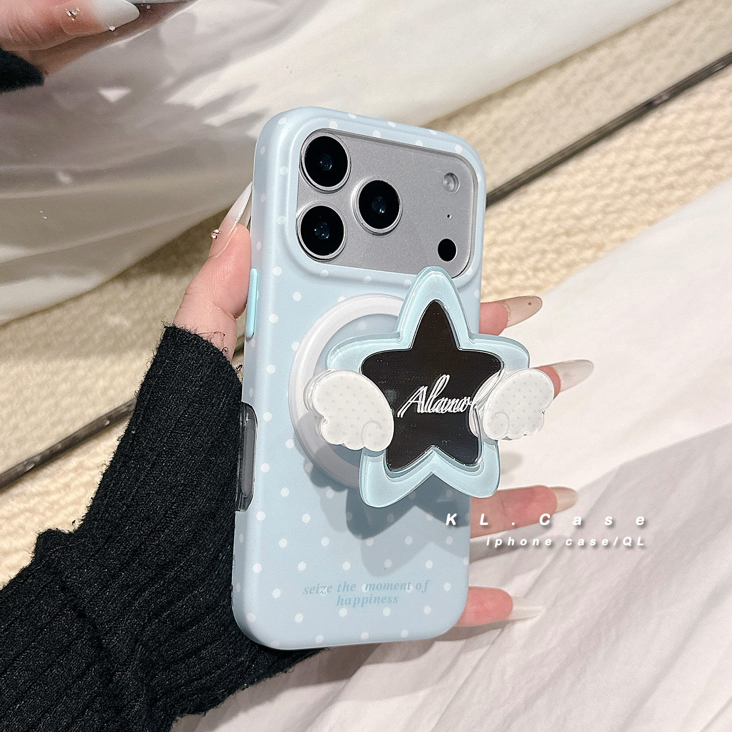 壳侣 ins简约波点适用苹果17手机壳iPhone17promax新款16防摔磁吸保护套15硅胶全包小众高级感带镜子支架女软