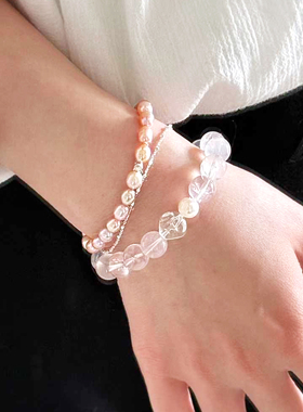 【普陀山祝福】珍珠粉水晶手串