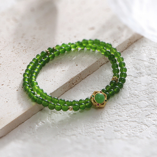 天然绿玉髓手链轻奢小众精致水晶手串女生转运串珠珠子叠戴高级感