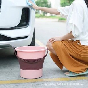 车载户外洗车储水桶家用大容量加厚手提桶 折叠水桶钓鱼桶式