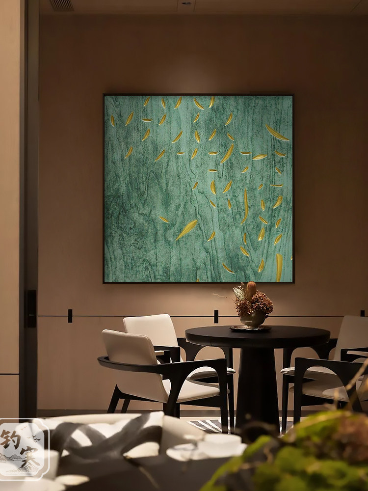 新中式装饰画绿色轻奢客厅沙发背景墙挂画民宿酒店餐厅售楼处壁画,家居饰品,现代装饰画,淘宝优惠券,粉丝福利购,淘宝优惠卷