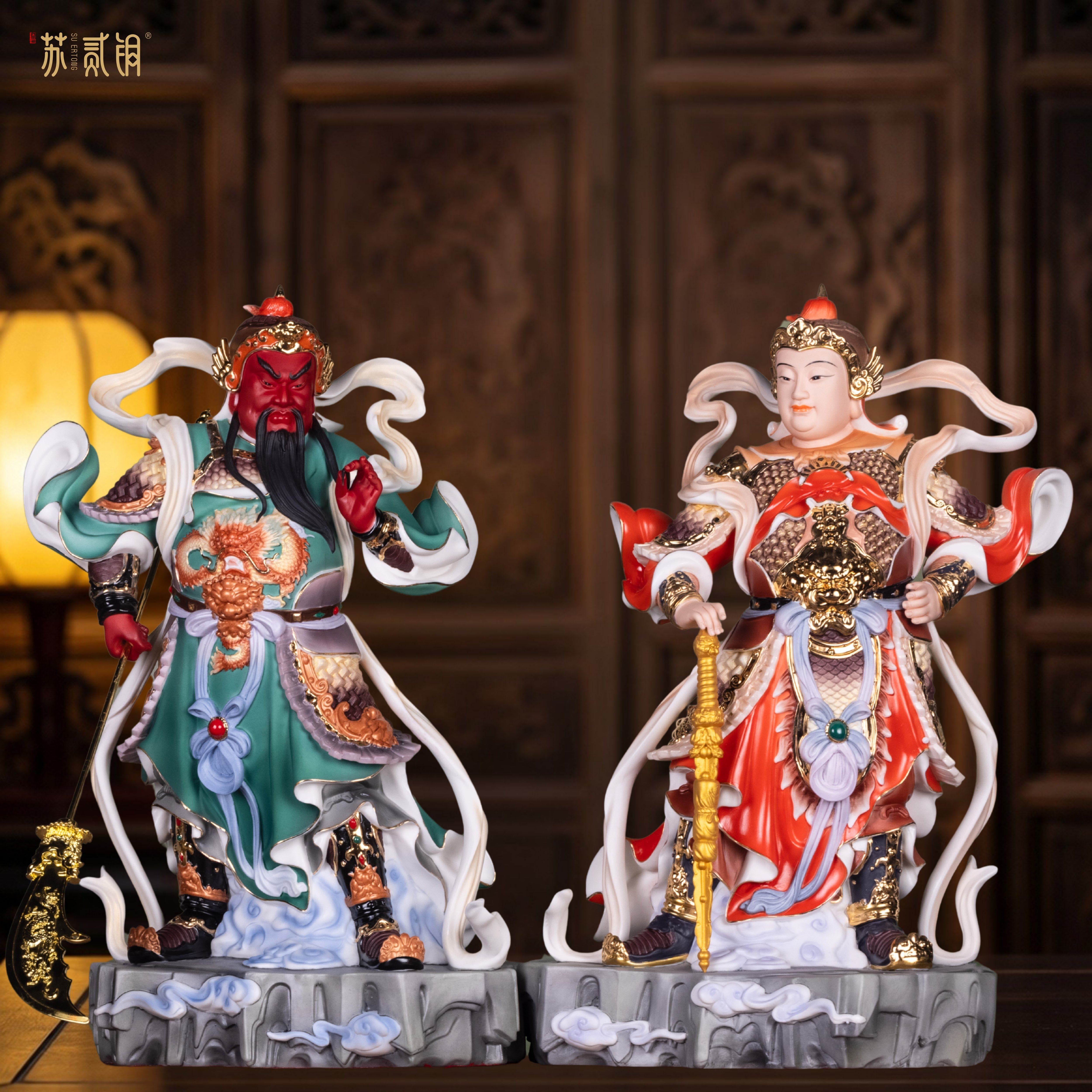 珈蓝韦陀护法陶瓷神像供奉摆件