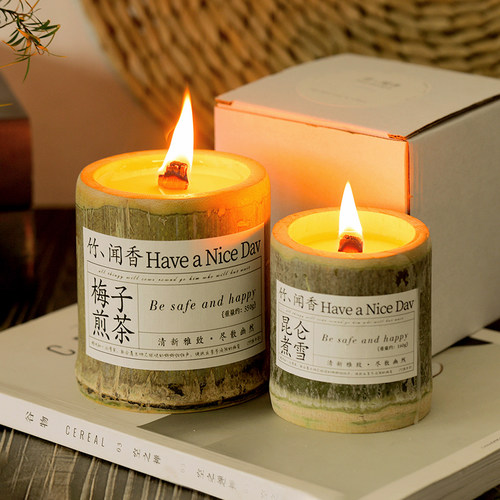 竹筒熏香摆件节日生日女香薰蜡烛