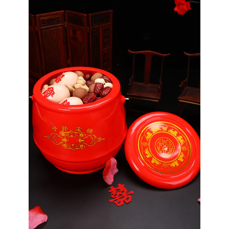 1大号新人桶用品陪嫁新娘子孙婚庆件圆形喜庆女方摆婚礼道具结婚