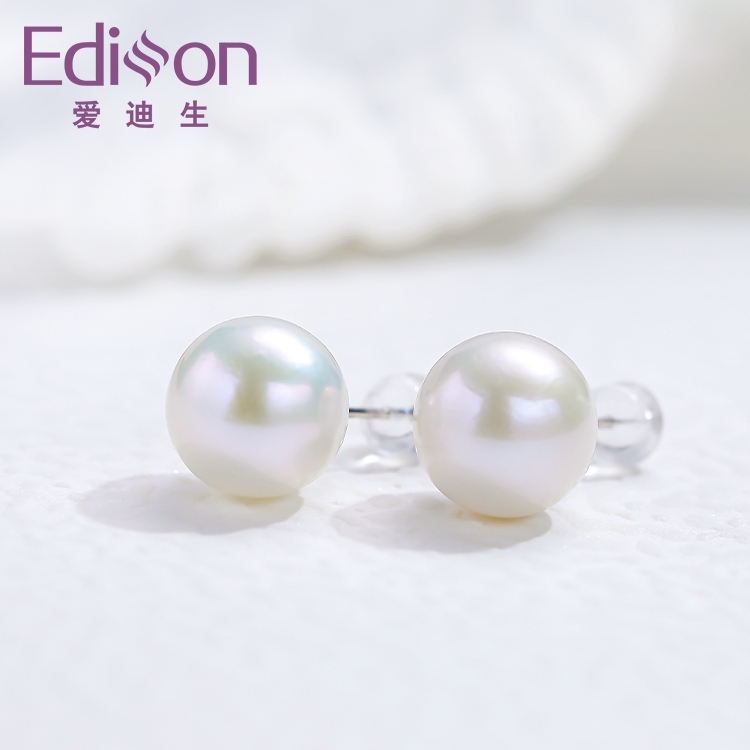 爱迪生S925银11-12mm珍珠耳钉