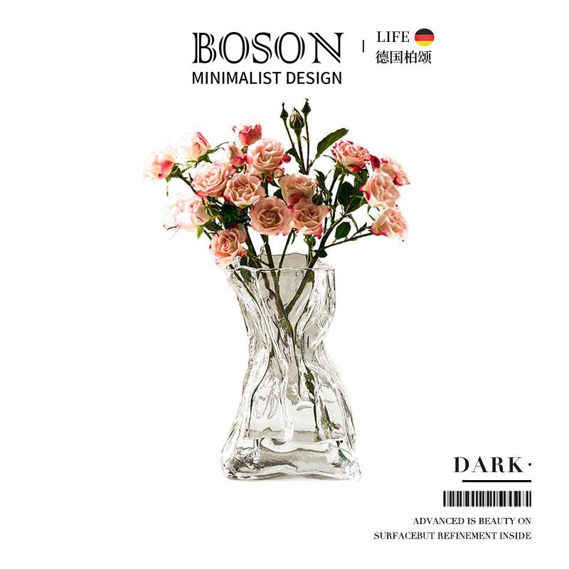 BOSON·Dark·创意玻璃小花瓶精致轻奢家居摆饰客厅插花器 | 暗秋
