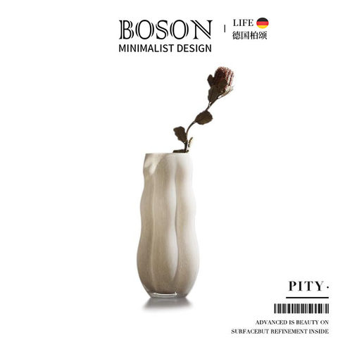 BOSON·Pity·花瓶中古轻奢高级感玻璃花瓶摆件客厅插花器 | 怜晴
