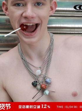 CHICHABOOM天然石棒棒糖圆珠项链