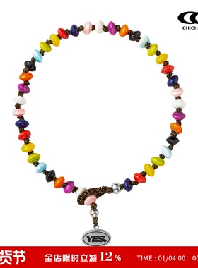 CHICHABOOM编织彩色陶瓷珠项链