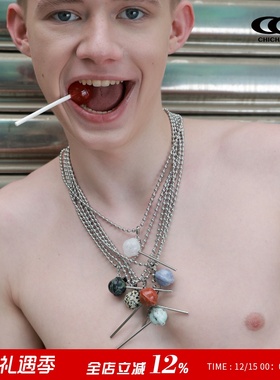 CHICHABOOM天然石棒棒糖圆珠项链