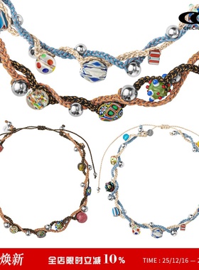 CHICHABOOM双层拼色琉璃串珠项链