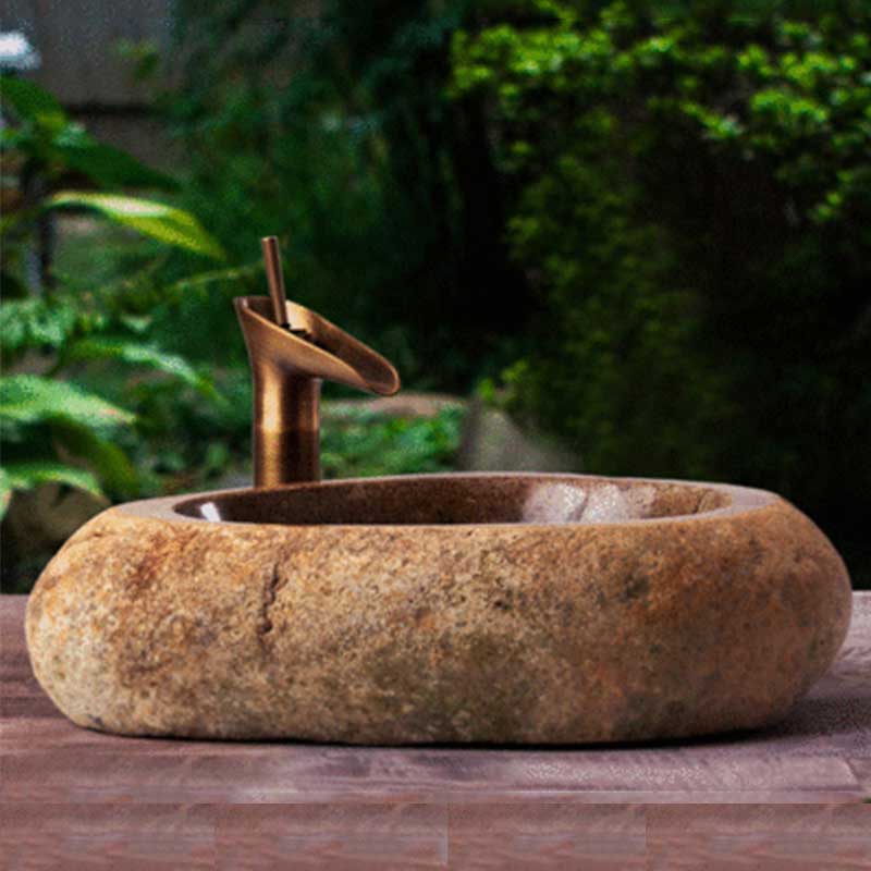 百年景观复古天然石材洗手盆