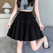 宽松慵懒风冰丝高腰女大码 裙短裤 休闲五分裤 阔腿裤 子 半身裙裤 夏季