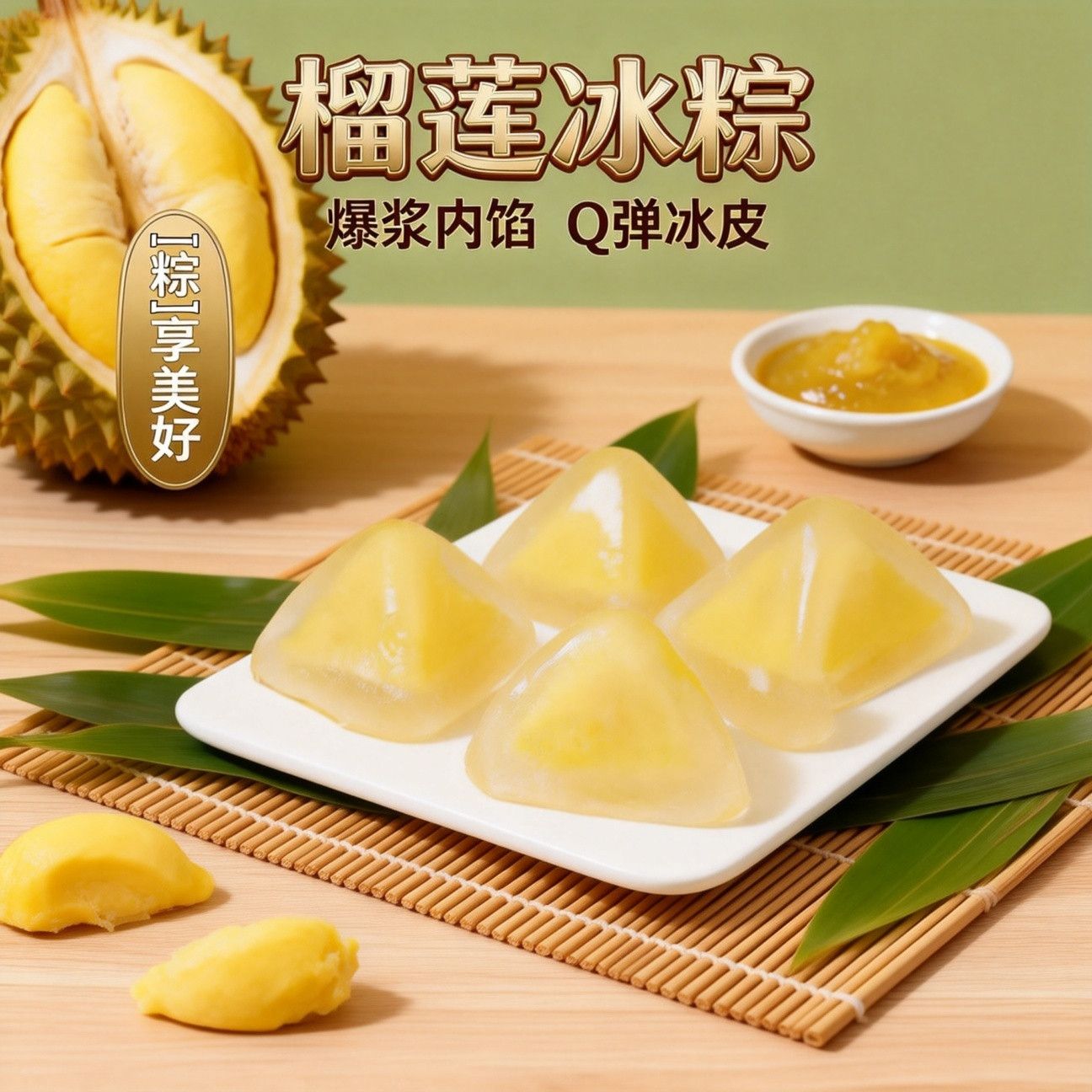 榴莲水晶冰粽开袋即食粽Q弹冰皮香糯四溢休闲下午茶糕点解馋零食