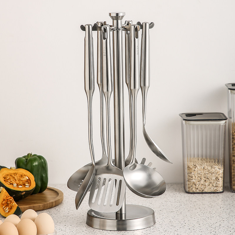 304不锈钢炒勺炒菜勺子全钢手柄厨房锅铲子汤勺漏勺全套厨具