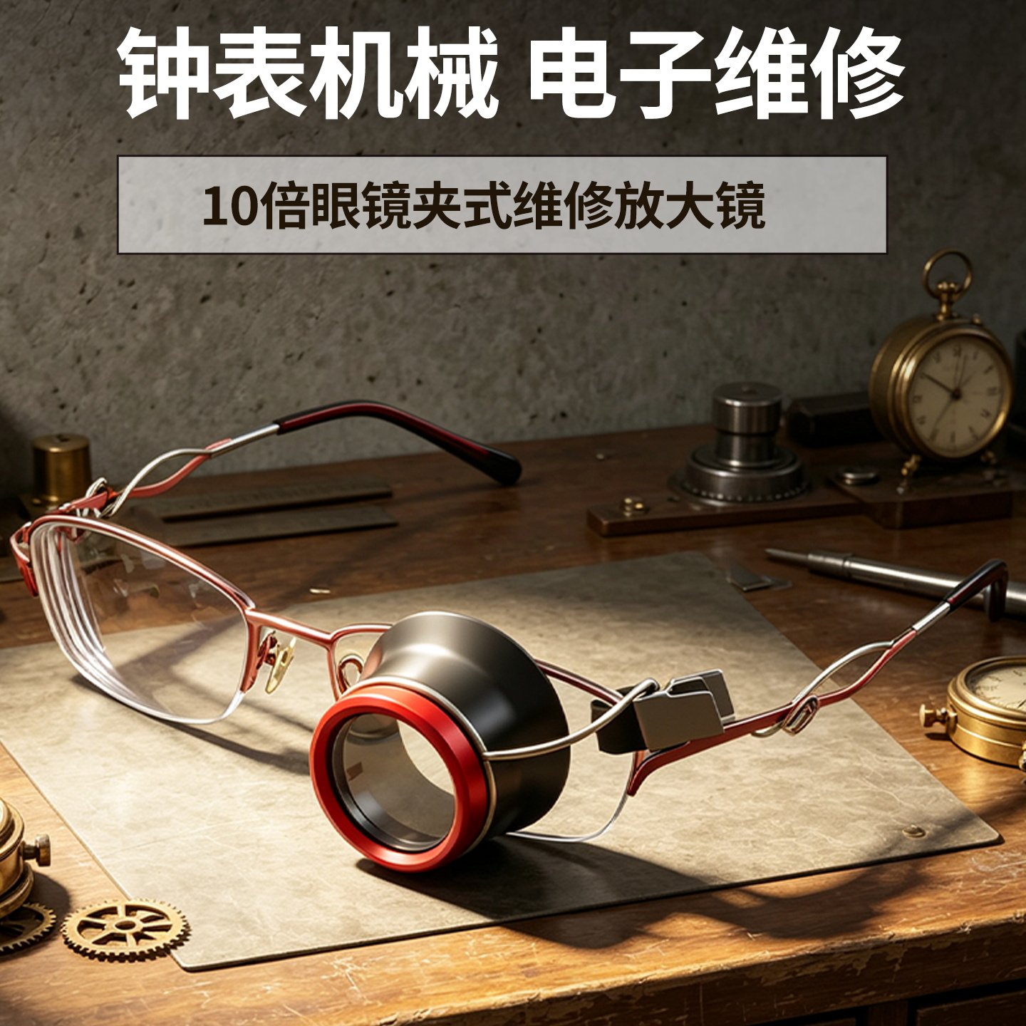 眼镜夹式放大镜10倍高清修钟表手机主板集成电路IC看字鉴定辅助镜